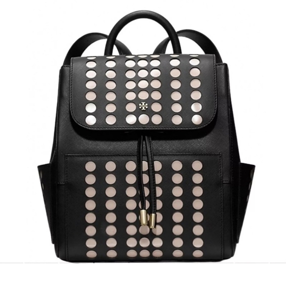 Tory Burch Lily Mini Backpack in Black/Light Oak color gold hardware. NEW - Picture 1 of 9